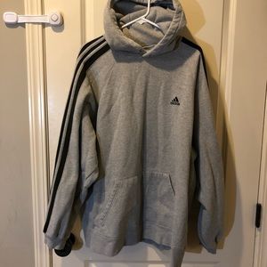 Adidas gray black shoulder stripe hoodie XL